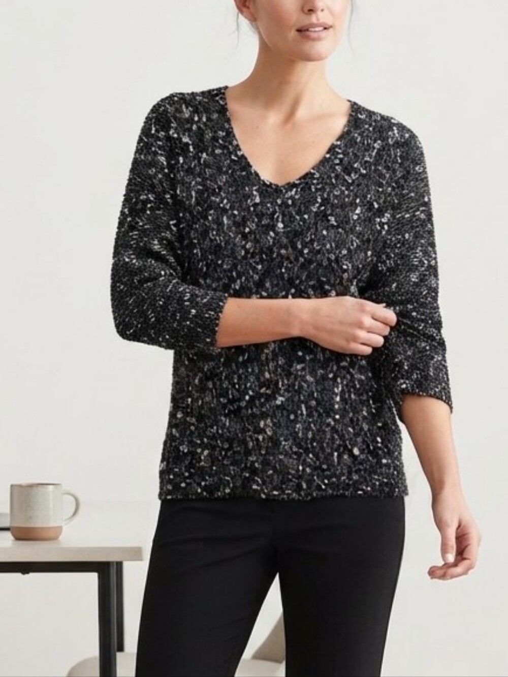 Ricki's Speckled V-Neck Knit Sweater XS NWT Lightweight Pullover